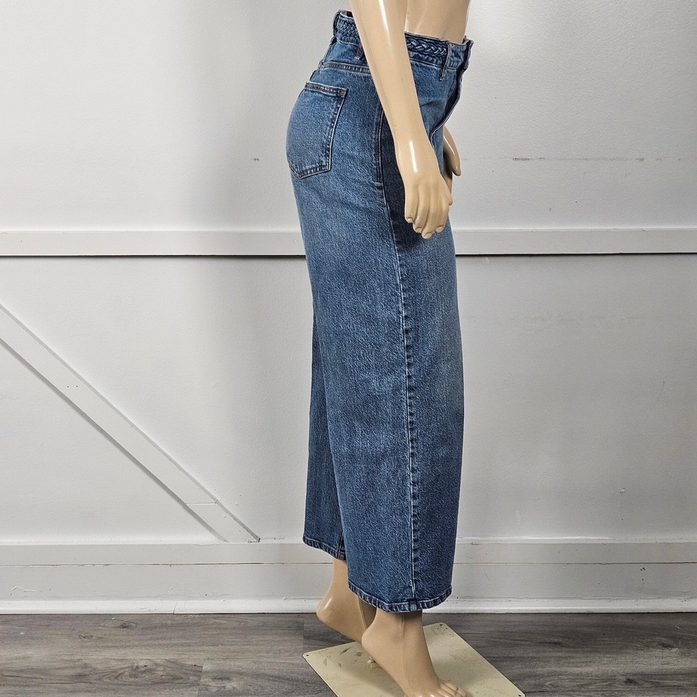 Habitual Womens Wide Leg Cropped Jeans Medium Wash Braided Waist 8/29 - Picture 4 of 6
